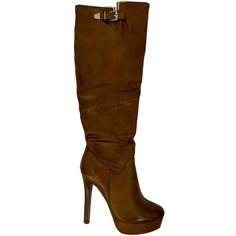 VTG Paperfox Vegan Leather Knee High Platform Heeled Boots | Y2K McBling Mobwife - Picture 10 of 16
